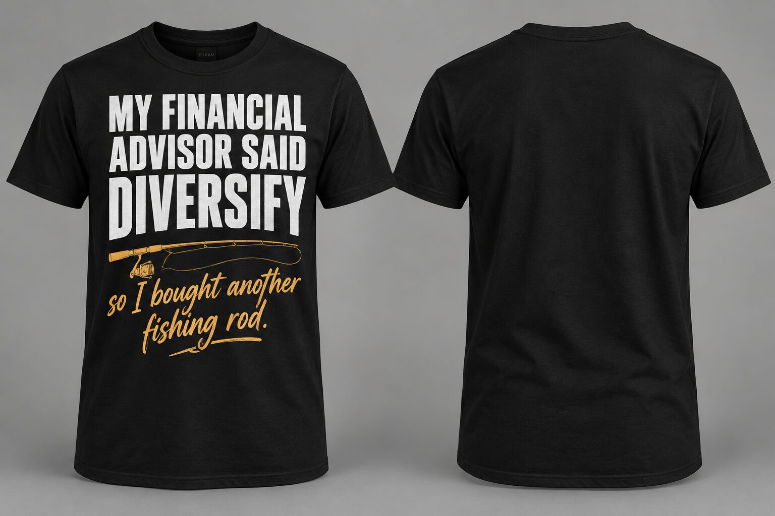 Black funny fishing shirt with financial advisor joke