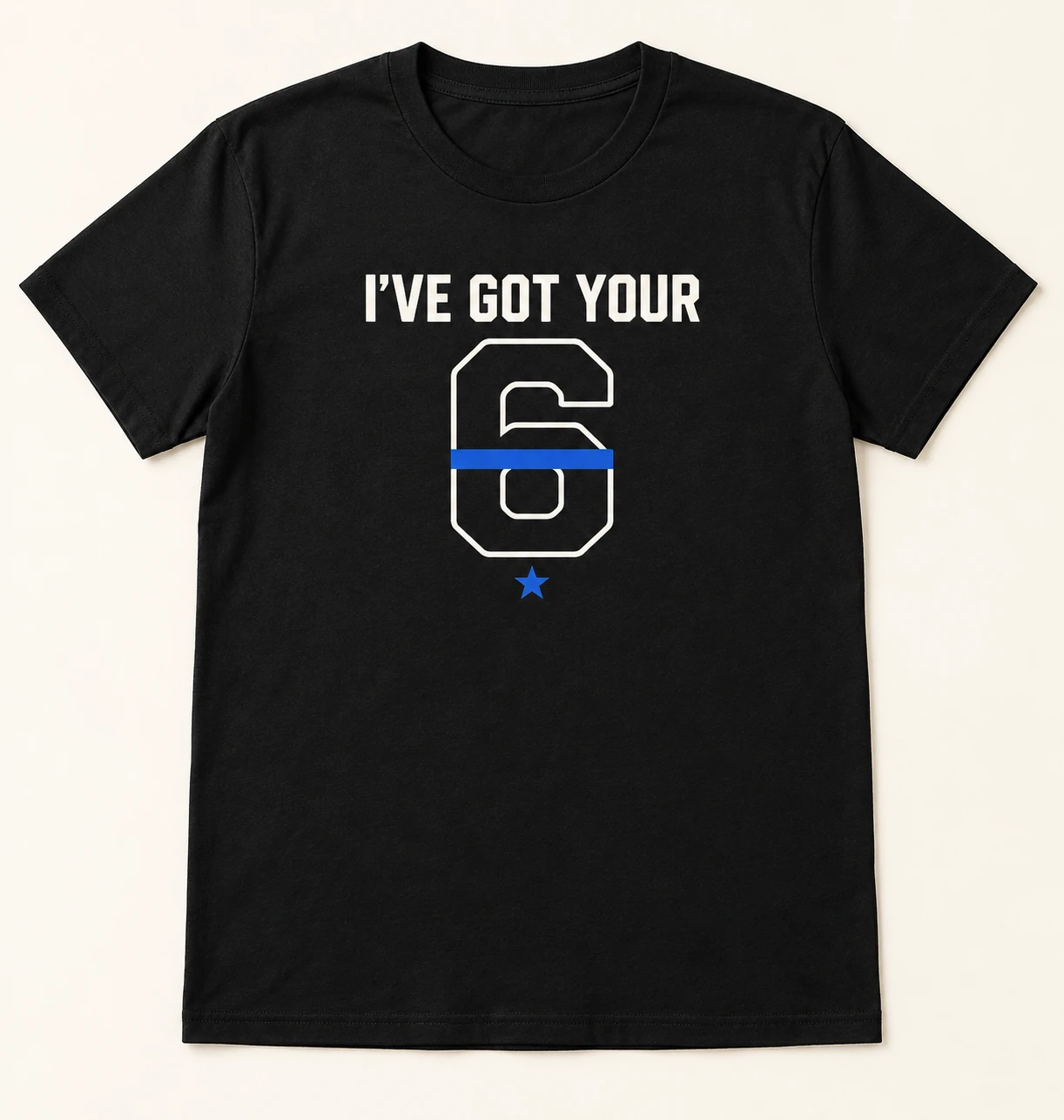 I’ve Got Your lettering above a large outlined 6 with a single blue line and a small blue star.