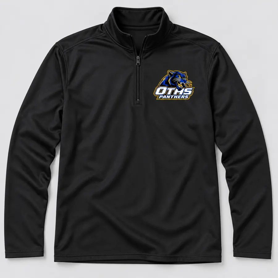 Black OTHS Panthers Performance Quarter-Zip styled product preview, front view